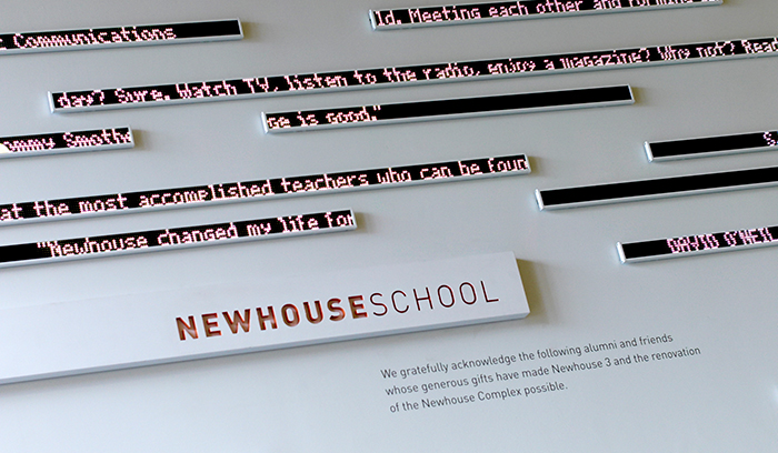 S.I. Newhouse School of Public Communications digital wall detail
