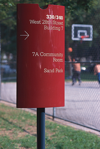 Penn South directional wayfinding sign