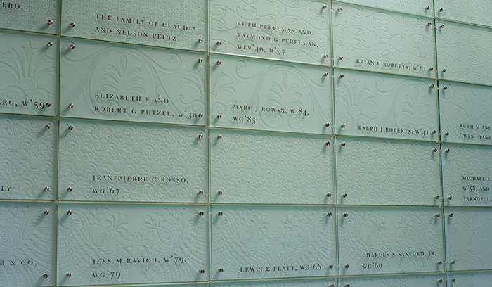 Wharton School of Business donor wall detail