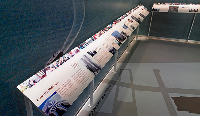 World Trade Center exhibition reader rail